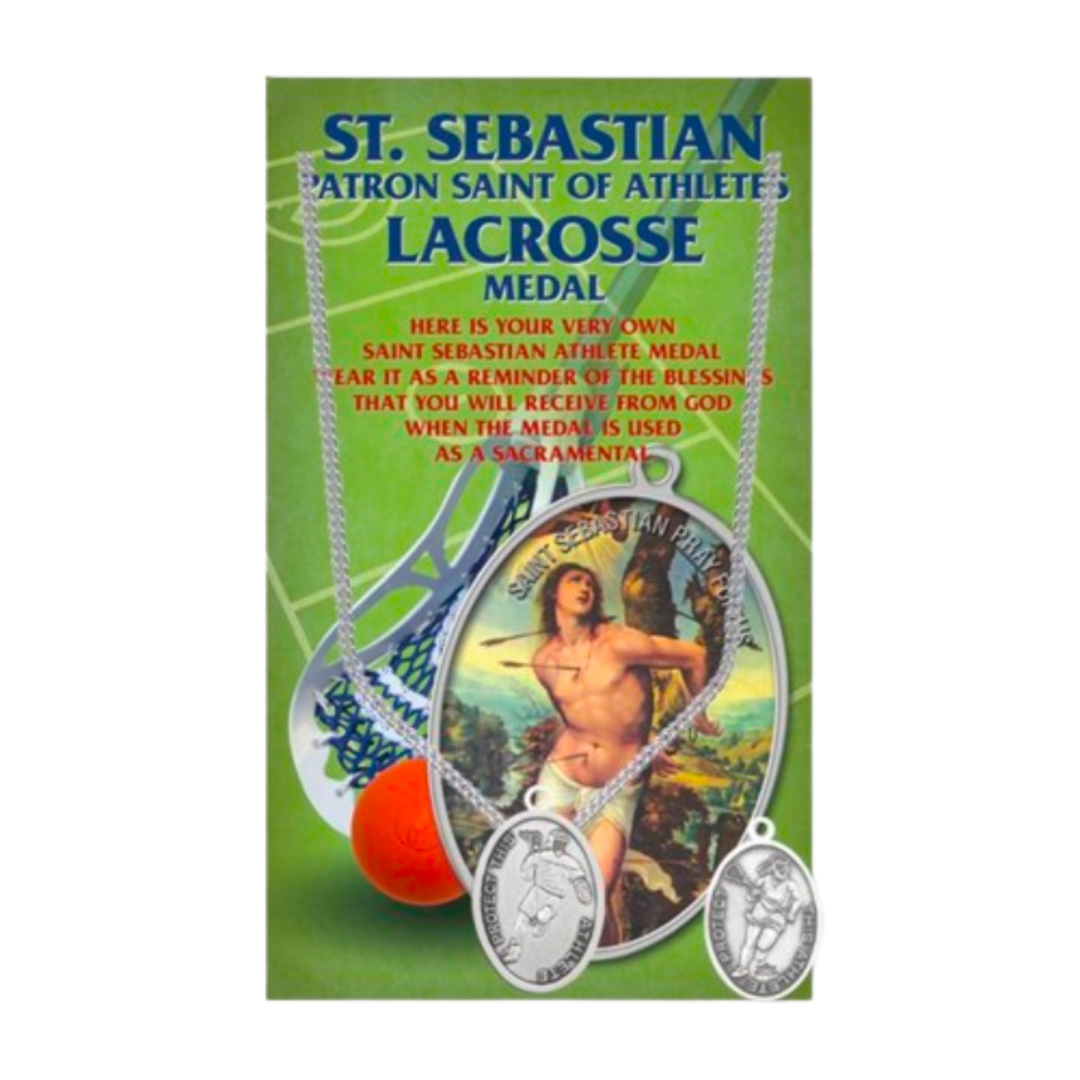 St. Sebastian Sports Pewter Lacrosse Medal 12-650-6050 St. Sebastian Lacrosse Medal 12-650-6050