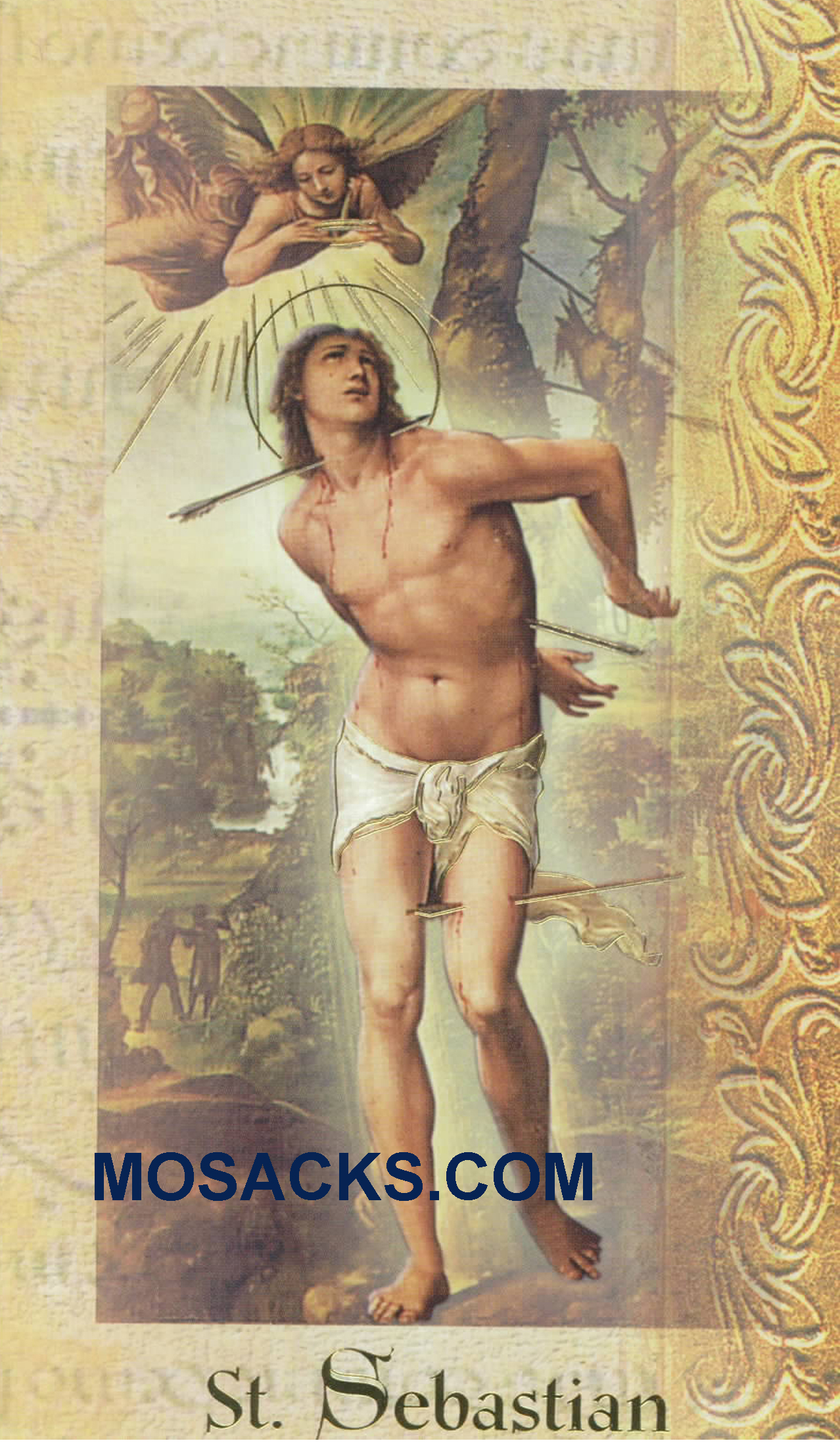 St. Sebastian Laminated Bi-fold Holy Card, F5-540