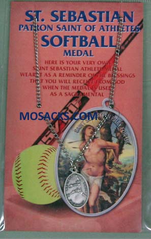 St. Sebastian Sports Pewter Softball Medal 12-650-8041 St. Sebastian Softball Medal 12-650-8041