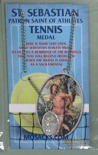 St. Sebastian Sports Pewter Tennis Medal 12-650-6047 St. Sebastian Tennis Medal 12-650-6047