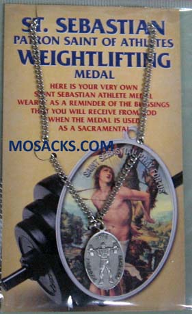 St. Sebastian Sports Pewter Weightlifting Medal 12-650-6052 St. Sebastian Weightlifting Medal 12-650-6052