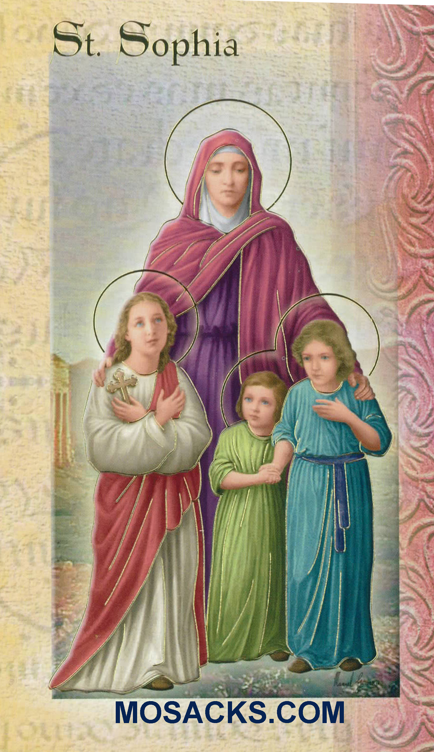 St. Sophia Laminated Bi-fold Holy Card, F5-544