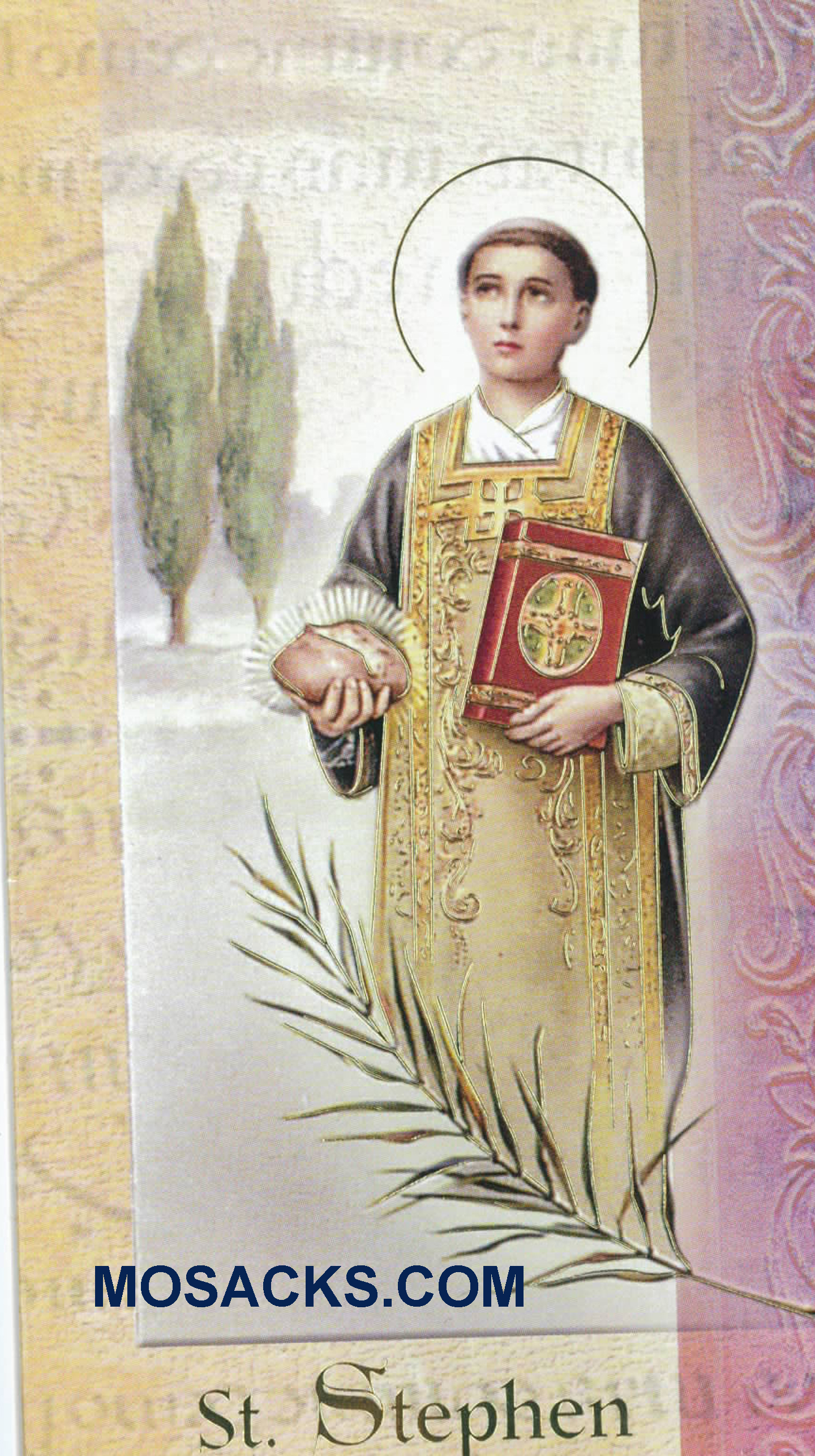 St. Stephen Laminated Bi-fold Holy Card, F5-546