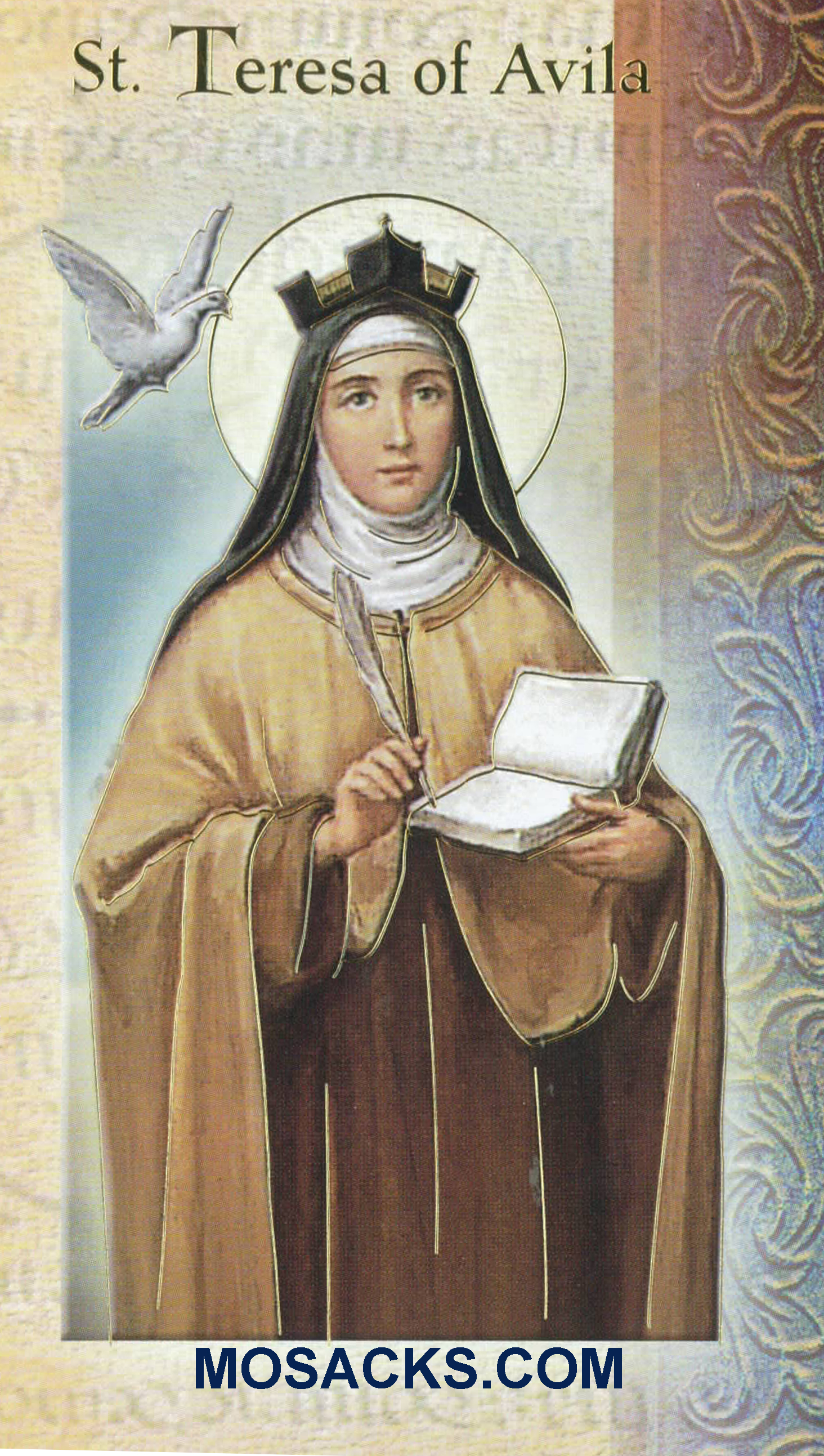 St. Teresa of Avila Laminated Bi-fold Holy Card,F5-548