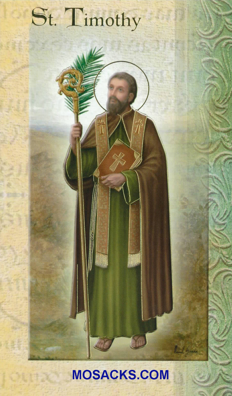 St. Timothy Laminated Bi-fold Holy Card, F5-554