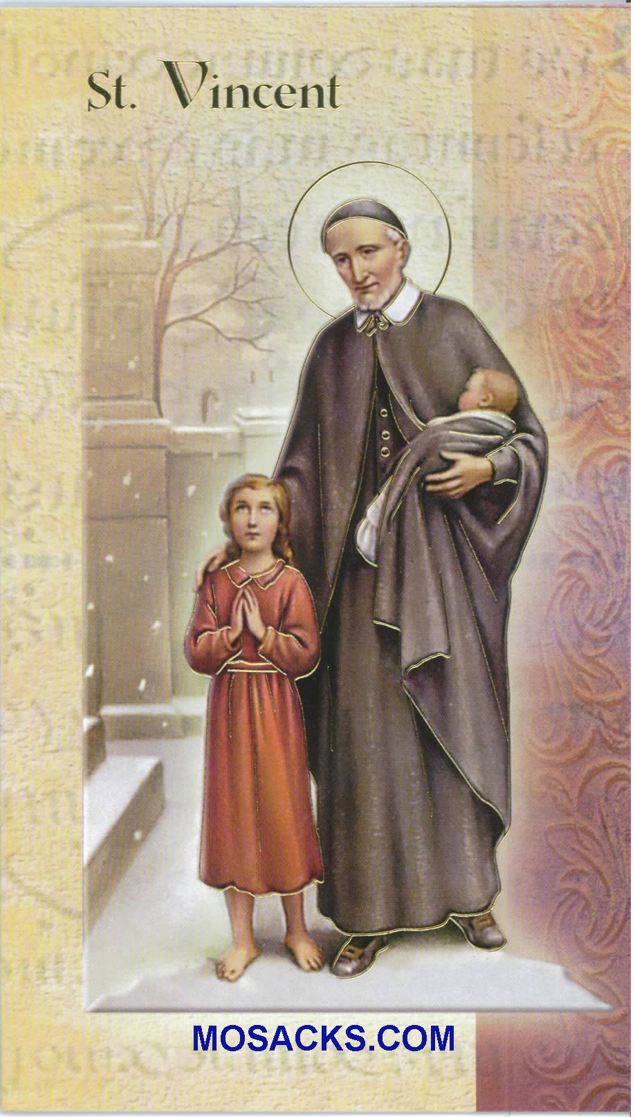 St. Vincent  Laminated Bi-fold Holy Card ,F5-562