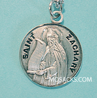 St. Zachary Sterling Silver Medal, 20" S Chain, S-9665-20S