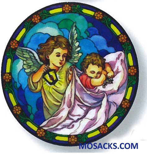 Stained Glass Suncatcher Window Decal Angel with Baby Jesus 356-AB