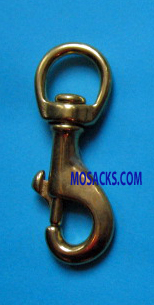 3-1/4" Brass Swivel Eye Snap Hook, #2380