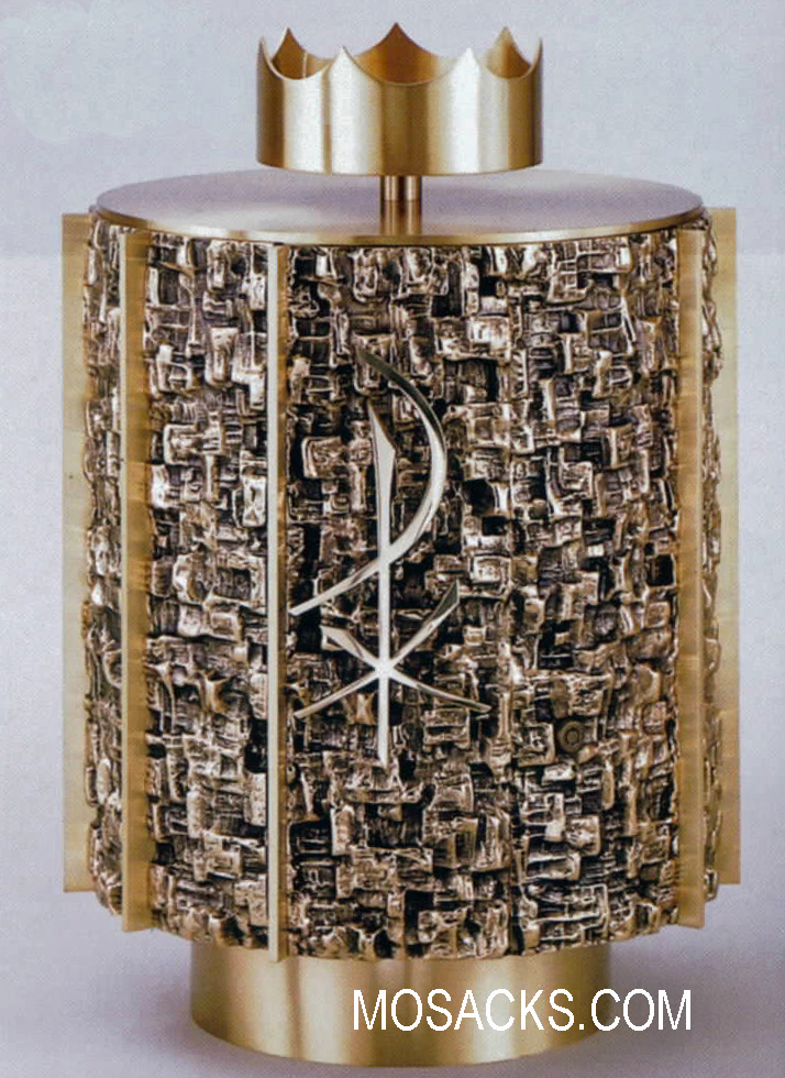 Bronze Cylinder Tabernacle with Chi Rho Motif 24TAB10