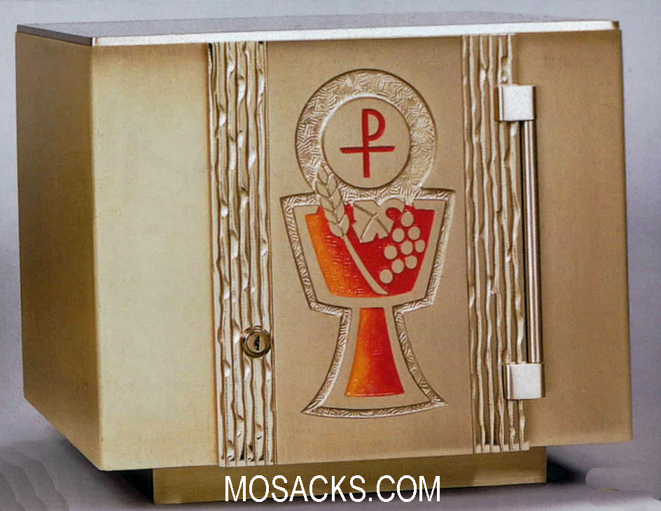 Bronze Tabernacle with Enameled Chalice Motif 97TAB70