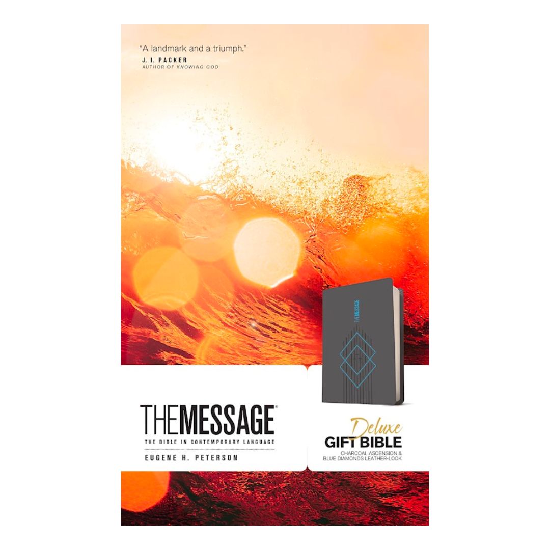 The Message Bible: Gift Edition (Charcoal/Blue Diamonds LeatherLook) - 9781641586092