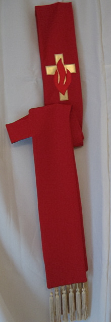 Red Holy Spirit Deacon Stole with Tassels Red Deacon Stole