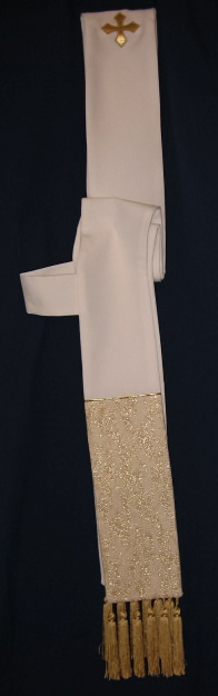 White Deacon Stole with Gold Trim, Theological Threads, #T64849A-T