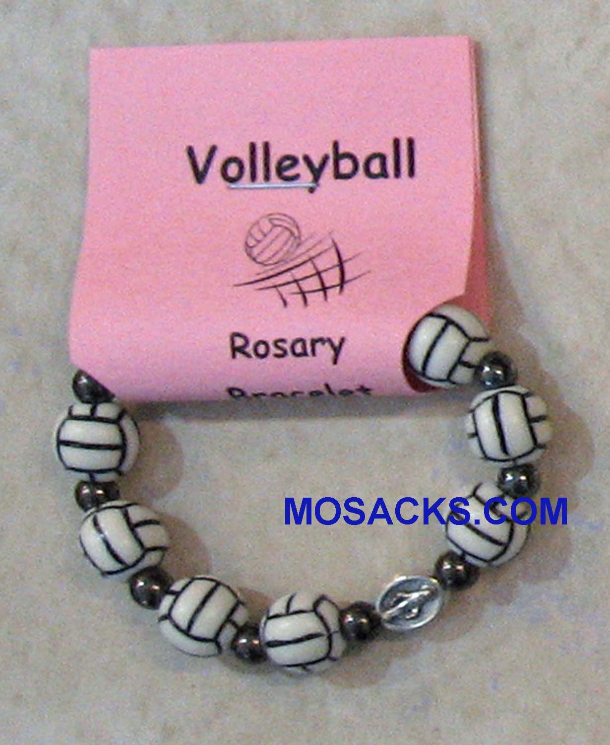 Sports Bracelet Volleyball Rosary Stretch Bracelet 2-1/4" Dia SBRV