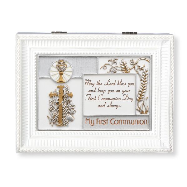 My First Communion White Lg Music Box 