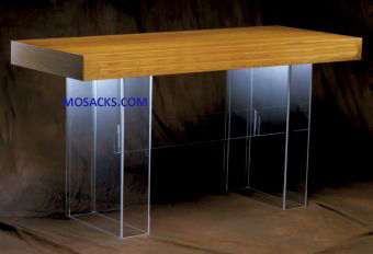 W Brand Acrylic Communion Table with wood top 60" x 24" d x 31" h 3360W