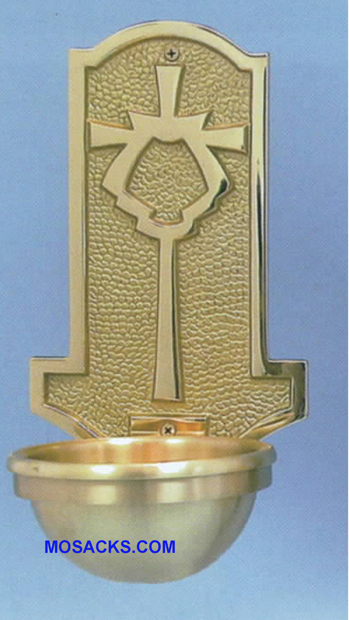Bronze Holy Water Font Cross w/Baptismal Shell 40HWF21
