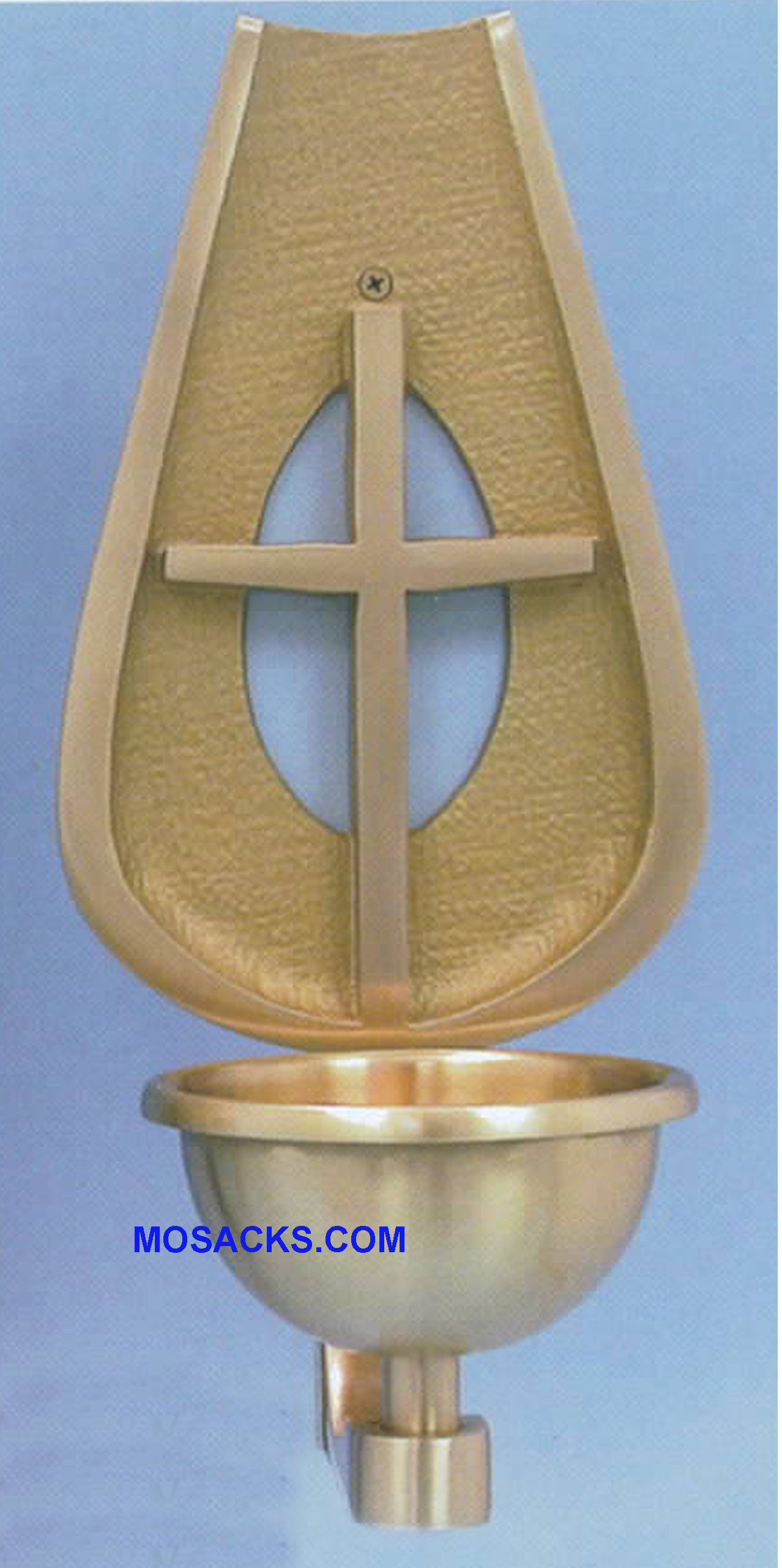 Bronze Holy Water Font Cross w/ith Oval Opening and 5-1/2" Diameter Bowl 76HWF14 Holy Water Font