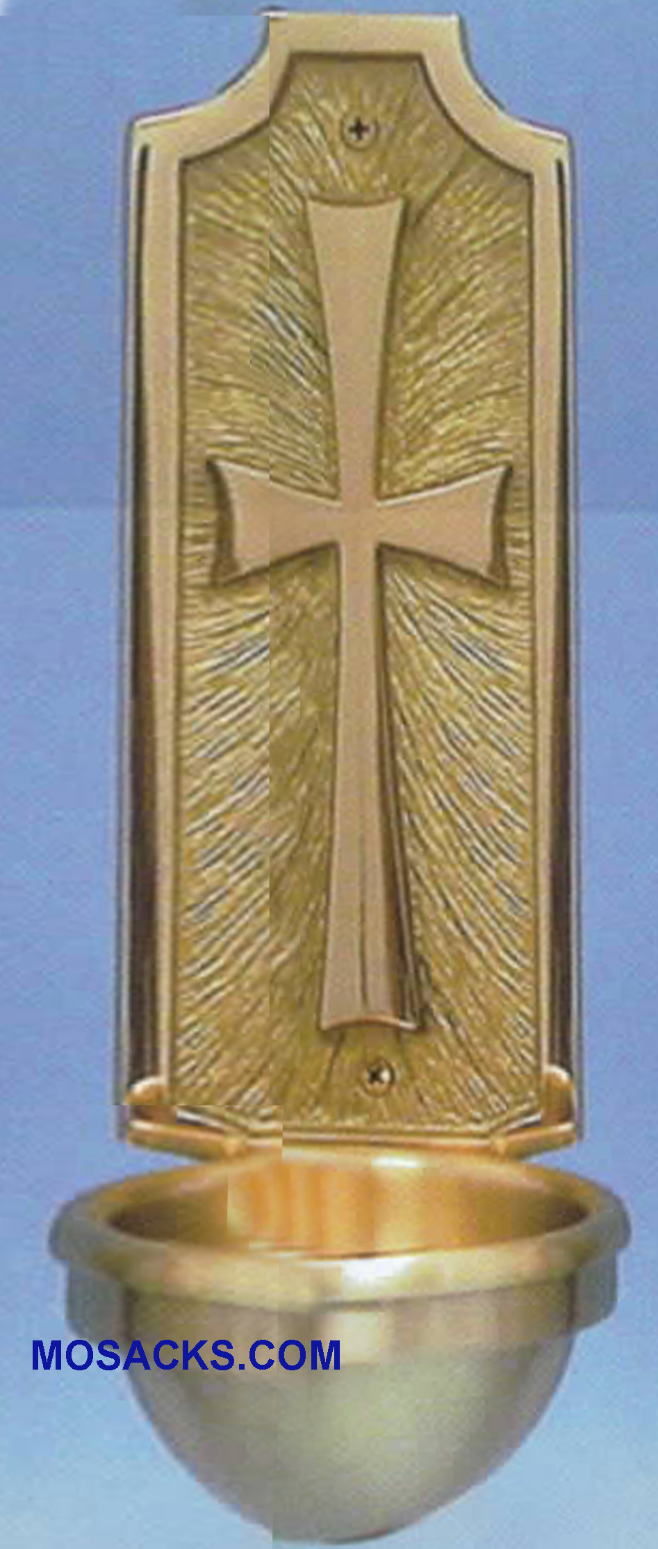 Bronze Holy Water Font Cross w/Sunburst 40HWF98