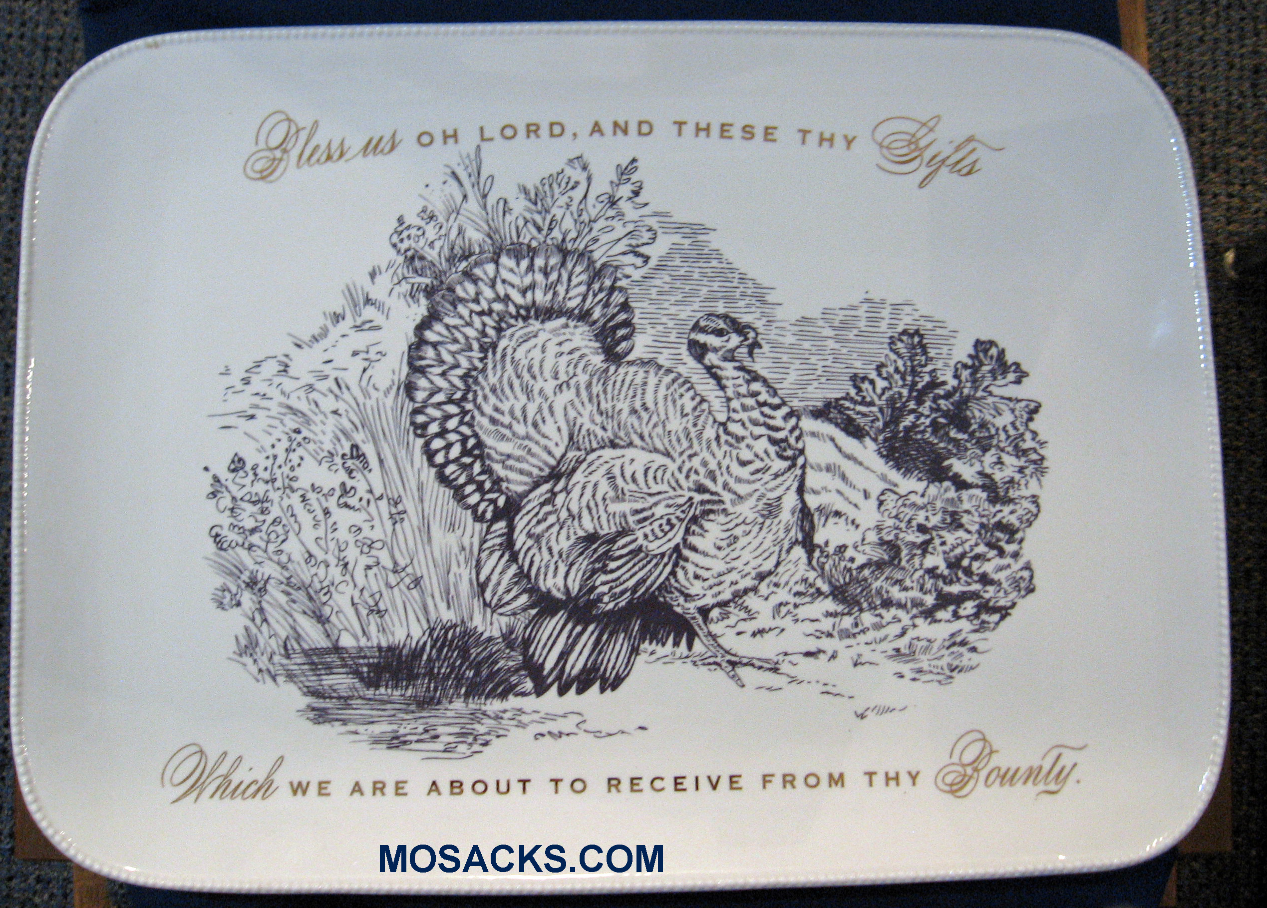 White Turkey Serving Platter with Blessing 13" W x 18-1/2"L 443096