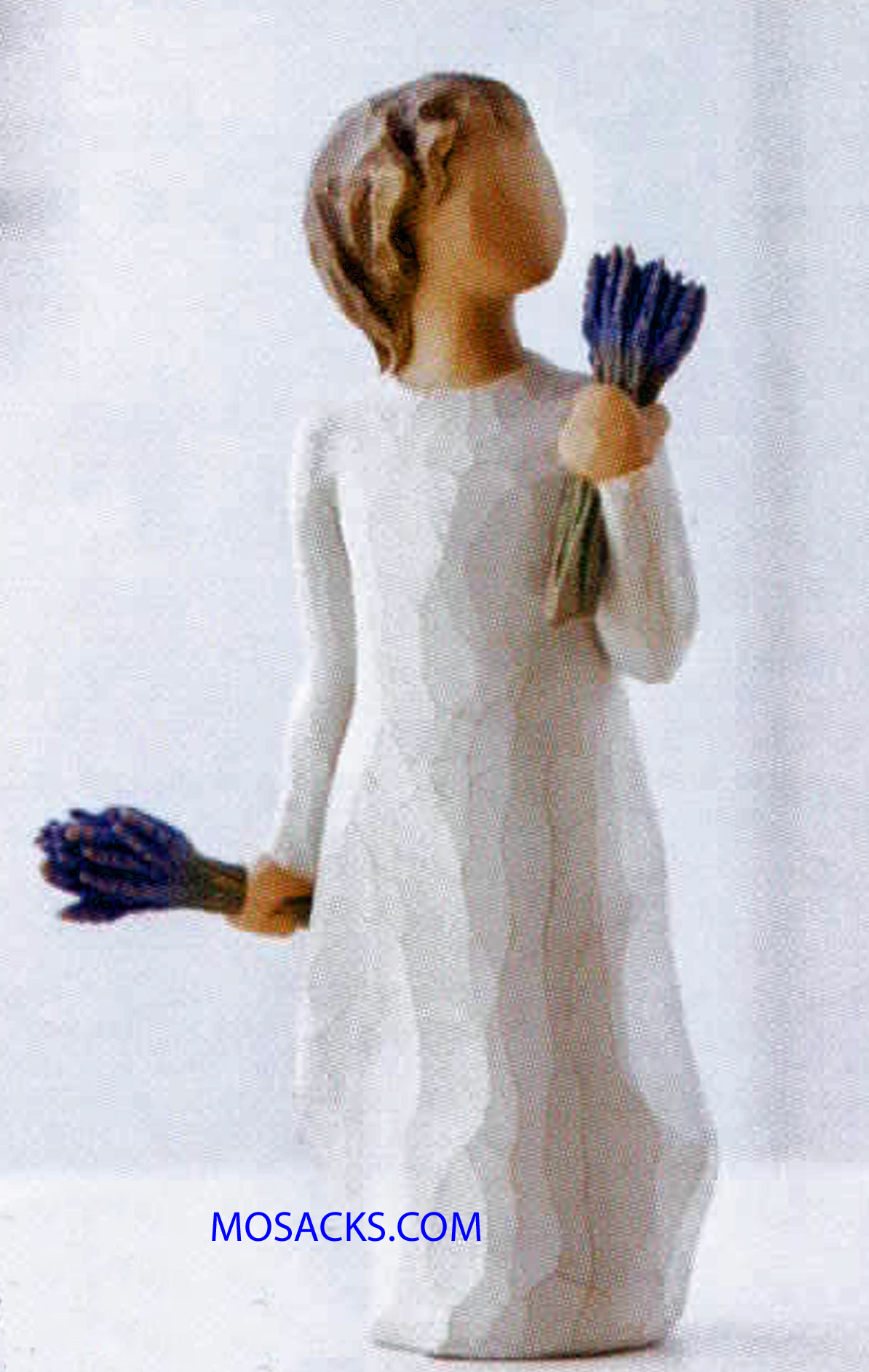 Willow Tree Figurine, Lavender Grace, May all your senses be filled with healing grace, 5.5"H 26564. This is a figurine of a young girl holding bunches of lavendar in both hands