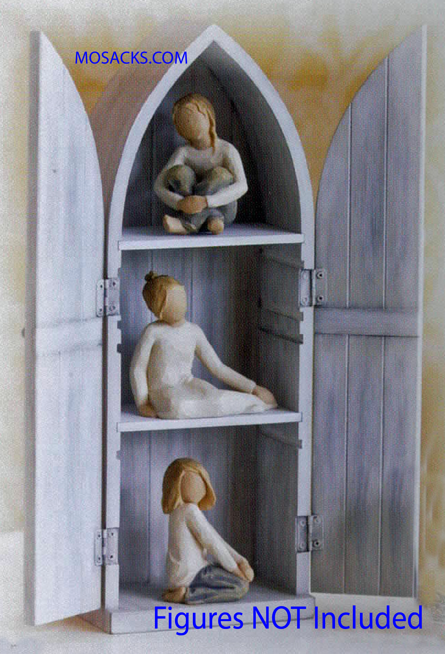 Willow Tree Figurine Reliquary Display Case with 2 adjustable shelves