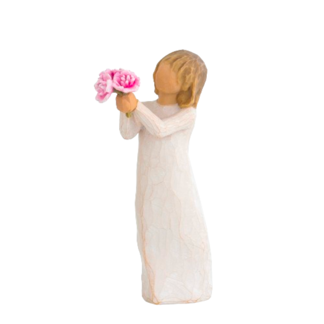 Willow Tree Figurine, Thank You: So appreciative of all you do! 5.5" High 27267. This is a figurine of a girl holding a bunch of peonies outstretched before her 27267 FREE SHIPPING WITH $100. ORDERS