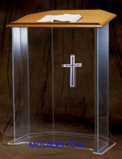 W Brand Acrylic Pulpit with cross 36" w x 24" d x 48" h 3351W is a clear acrylic pulpit 40-3351W