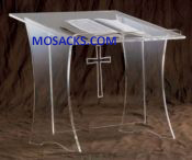 W Brand Acrylic Table Top Lectern with cross 20" w x 18" d x 20" h 3310 is a clear acrylic table top lectern 3310