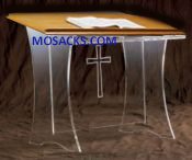W Brand AcrylicTable Top Lectern w/Wood Top and Cross 20"wx18"dx20"h 3310W