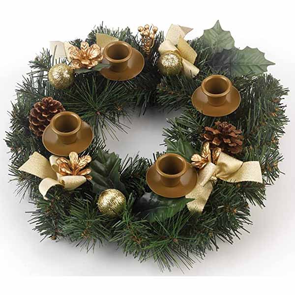 Advent Wreath Gold Ribbon Pinecone