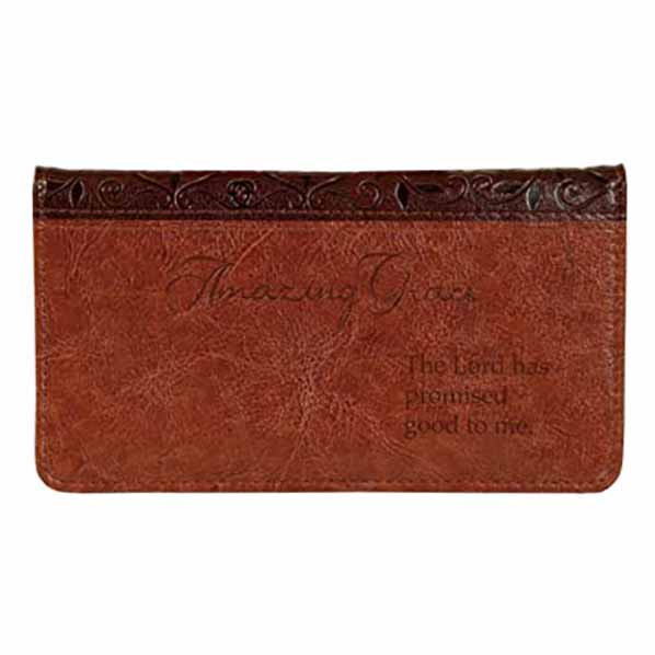 Amazing Grace Brown LuxLeather Checkbook Cover