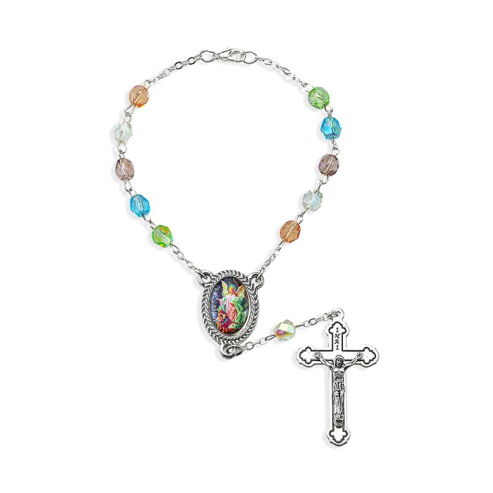 Auto Rosary Guardian Angel Multi Color Bead (12-A41ML-350)