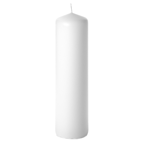 Candle, Ceremonial White Pillar, 3" x 12", Stearine, Cathedral