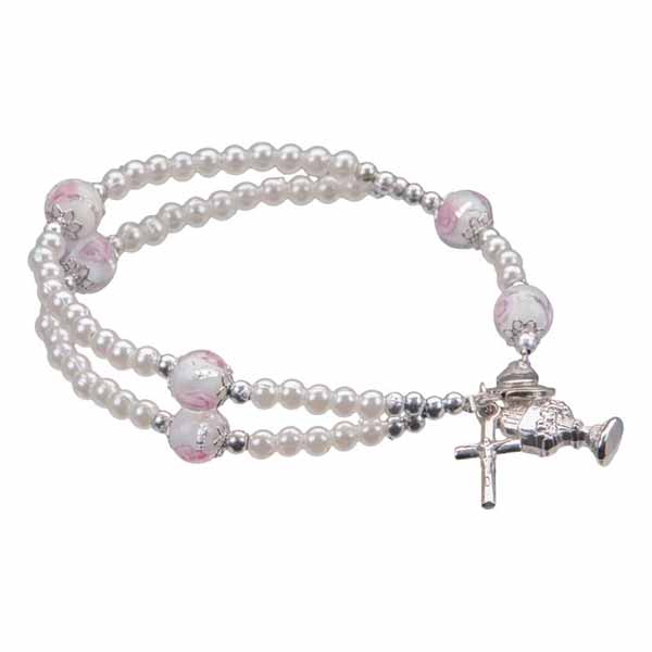 Communion 8mm Pearl Rosary Bracelet