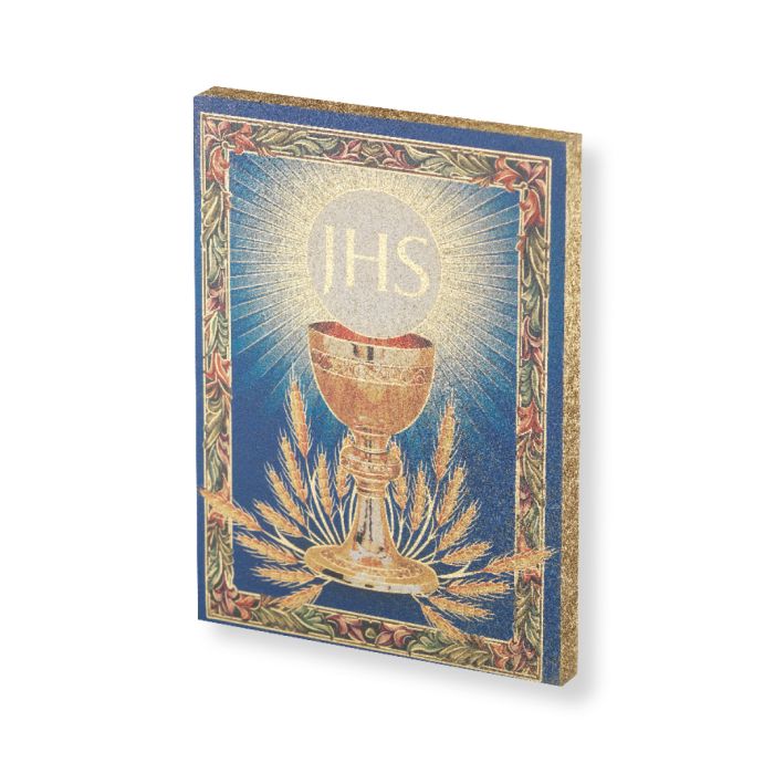 First Holy Communion Plaque 3" x 4" Fine Detailed First Holy Communion Wood Plaque with Gold Highlights 530-690