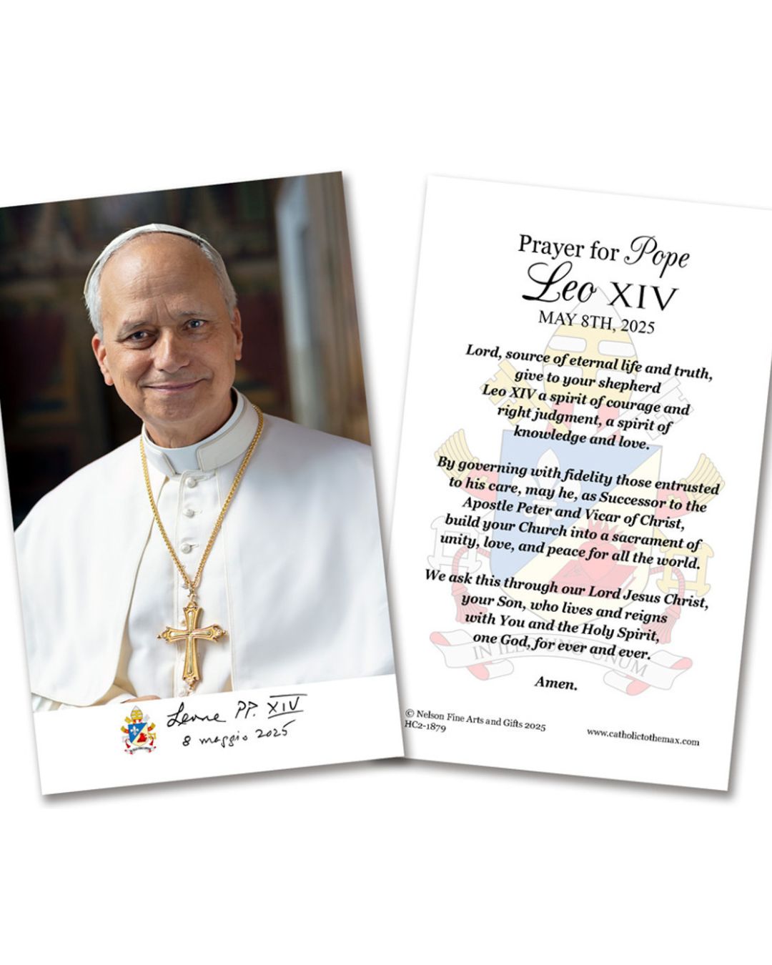 3x5 Pope Leo XIV Formal Portriat PAPER Praying Card In English (50)