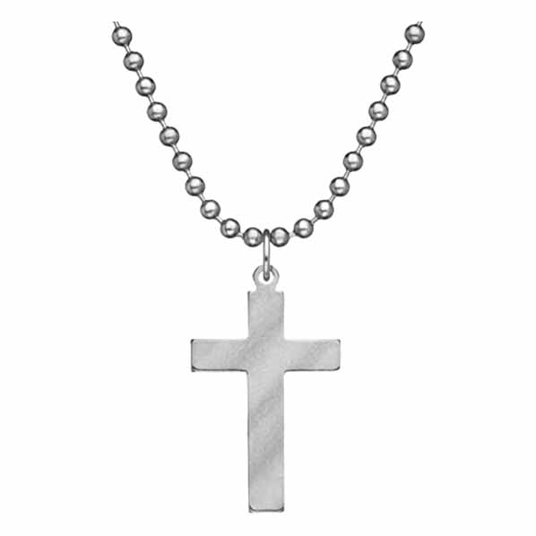 GI Jewelry Cross with 24" Beaded Chain #10102S