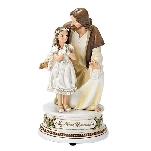 Joseph's Studio First Communion Jesus with Girl Musical Figurine #62309