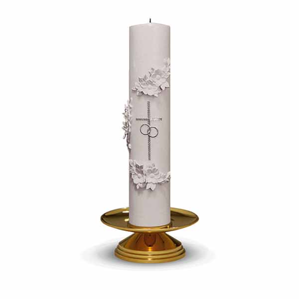 KBrand Ecclesiastical Brass Highly Polished Wedding Candle Holder is 2-5/8" high with a 5" base 14-K497  FREE SHIPPING