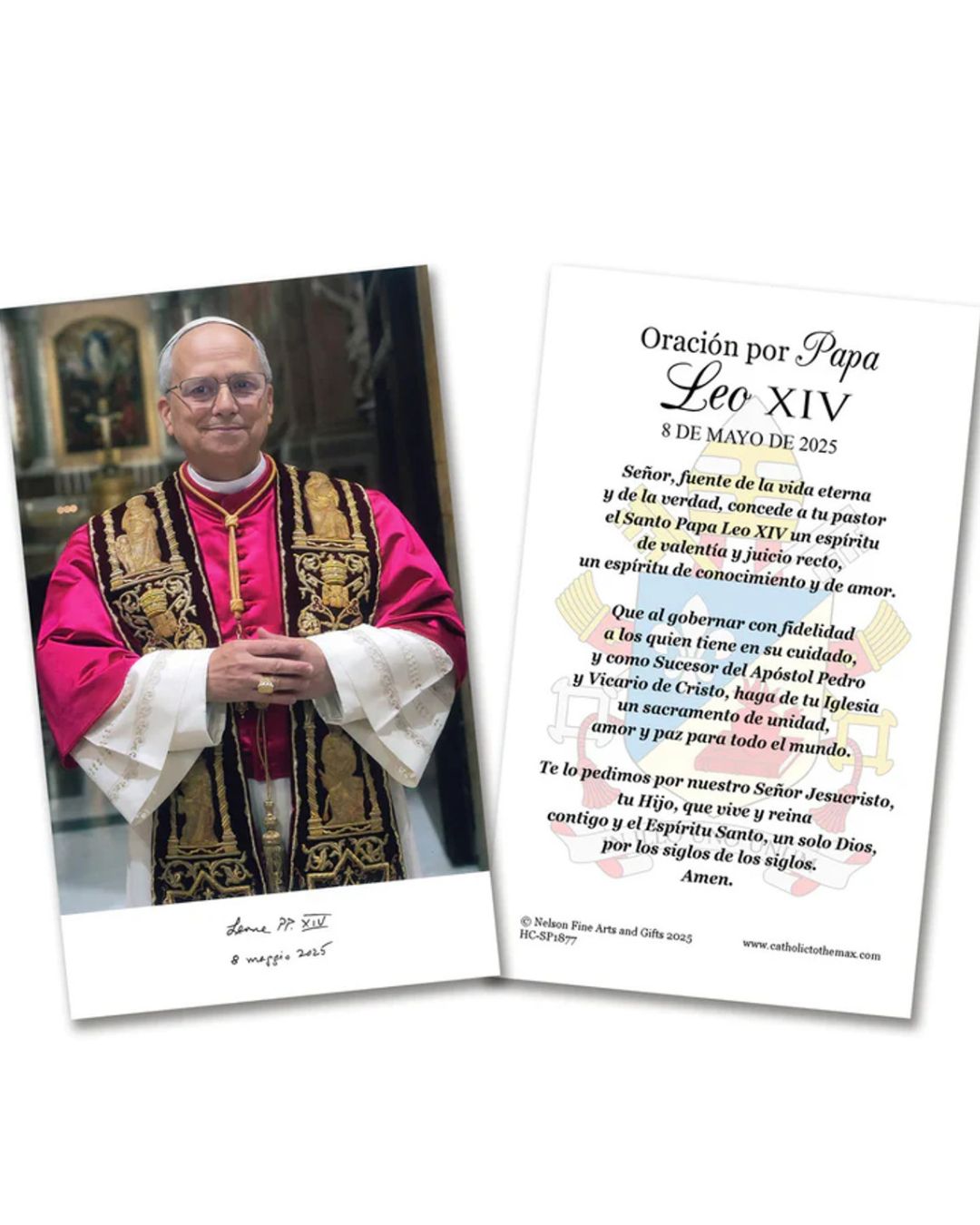 3x5 Pope Leo XIV Official Portriat PAPER Praying Card In Spanish(50)