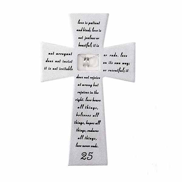 Anniversary Wall Cross for 25 Years from Roman, Inc.  7 inches High, 40173