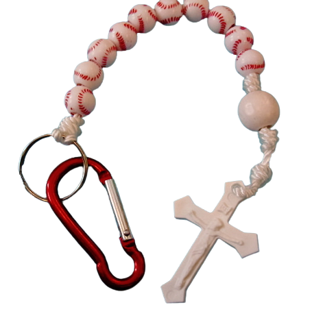 12" Decade Baseball Rosary Keychain RDB, RKBB