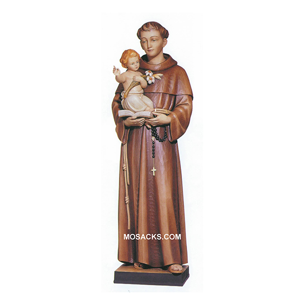 St Anthony Carved Linden Wood Statue-347-St Anthony of Padua 3' and 4' statue