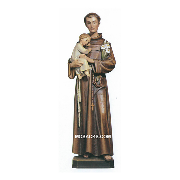 St Anthony Carved Linden Wood Statue-375 - St Anthony of Padua 3' statue