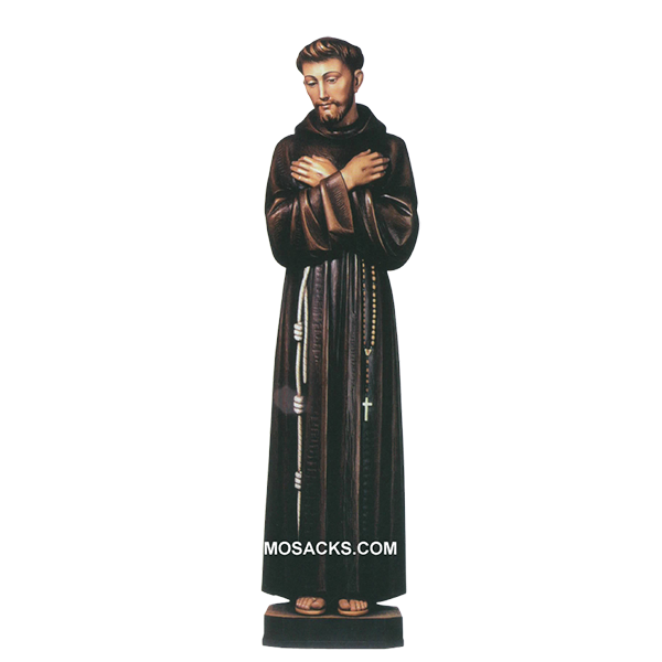 St Francis Carved Linden Wood Statue-387- St Frances of Assisi 30" 3' and 4' statue