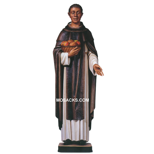 St Martin De Porres Carved Linden Wood Statue-600/48-St Martin de Porres 4' statue