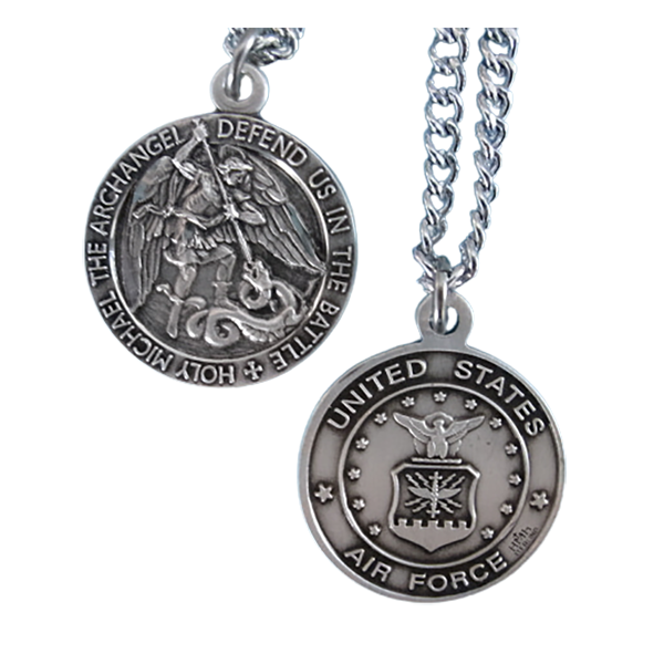 St. Michael Air Force Sterling Medal w/24" S Chain