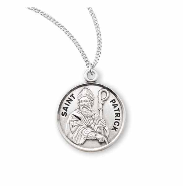 St. Patrick Sterling Silver Medal, 20" S Chain
